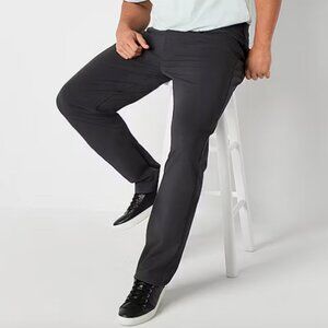 Stylus Mens Athletic Fit Big and Tall Flat Front Pant, Charcoal Sz 46x34